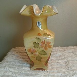 FENTON cased glass ruffled vase